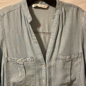 Zara Soft Blue Chambray dress